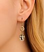 Barse Bronze and Dalmation Jasper Terra Linear Earrings, Color:Jasper/Gold - Image 3