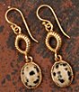 Barse Bronze and Dalmation Jasper Terra Linear Earrings, Color:Jasper/Gold - Image 4