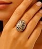 Barse Bronze and Dalmation Jasper Terra Statement Ring, Color:Jasper/Gold - Image 3
