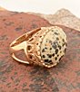 Barse Bronze and Dalmation Jasper Terra Statement Ring, Color:Jasper/Gold - Image 4