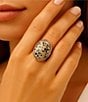Barse Dalmatian Jasper Golden Statement Ring - Image 3
