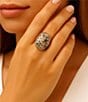 Barse Dalmatian Jasper Golden Statement Ring - Image 3