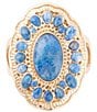 Barse Concho Denim Blue Lapis Golden Ring, Color:Blue/Gold - Image 2