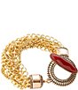 Barse Orange Carnelian Golden Chain Bracelet, Color:Gold - Image 2