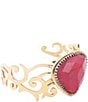 Barse Red Bordeaux Quartz Golden Statement Cuff Bracelet, Color:Gold/Red Quartz - Image 2