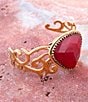 Barse Red Bordeaux Quartz Golden Statement Cuff Bracelet, Color:Gold/Red Quartz - Image 3