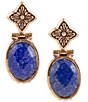 Color:Lapis - Image 1 - Bronze and Faceted Lapis Drop Earrings