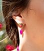 Barse Blooming Pink Agate Post Golden Earrings, Color:Gold/Fuchsia - Image 4