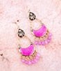 Color:Agate/Gold - Image 2 - Bronze and Fuchsia Agate Genuine Stone Chandelier Earrings