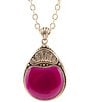 Color:Agate/Gold - Image 2 - Bronze and Genuine Fuchsia Agate Long Pendant Necklace