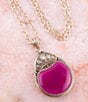 Color:Agate/Gold - Image 3 - Bronze and Genuine Fuchsia Agate Long Pendant Necklace