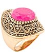 Barse Bronze and Fuchsia Agate Statement Ring, Color:Fuschia Agate - Image 1