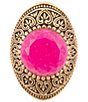 Barse Bronze and Fuchsia Agate Statement Ring, Color:Fuschia Agate - Image 2