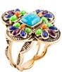 Color:Turquoise Multi - Image 1 - Bronze and Genuine Bright Colored Stones Cross Statement Ring