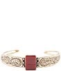 Barse Stamped Orange Carnelian Golden Cuff Bracelet, Color:Gold/Orange Carnelian - Image 1