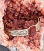 Barse Stamped Orange Carnelian Golden Cuff Bracelet, Color:Gold/Orange Carnelian - Image 3