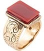 Barse Stamped Orange Carnelian Golden Ring, Color:Gold/Orange Carnelian - Image 1