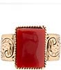 Barse Stamped Orange Carnelian Golden Ring, Color:Gold/Orange Carnelian - Image 2