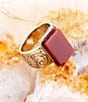 Barse Stamped Orange Carnelian Golden Ring, Color:Gold/Orange Carnelian - Image 3