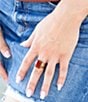 Barse Stamped Orange Carnelian Golden Ring, Color:Gold/Orange Carnelian - Image 4