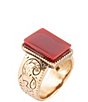 Barse Stamped Orange Carnelian Golden Ring - Image 1