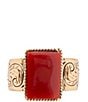 Barse Stamped Orange Carnelian Golden Ring - Image 2