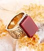 Barse Stamped Orange Carnelian Golden Ring - Image 3