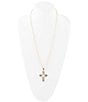 Color:Gold - Image 1 - Bronze and Genuine Mother-of-Pearl Cross Long Pendant Necklace