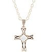 Color:Gold - Image 2 - Bronze and Genuine Mother-of-Pearl Cross Long Pendant Necklace