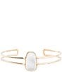 Barse Madeline White Mother of Pearl and Golden Cuff Bracelet, Color:Mother of Pearl - Image 2