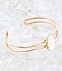 Barse Madeline White Mother of Pearl and Golden Cuff Bracelet, Color:Mother of Pearl - Image 3