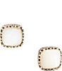 Color:Gold - Image 1 - Bronze and Genuine Mother-of-Pearl Stud Earrings