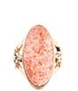 Barse Bronze and Genuine Orange Sponge Coral Oval Statement Ring - Image 2