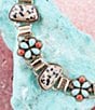 Barse Bronze and Genuine Red Sponge Coral with Turquoise and Dalmatian Jasper Stone Toggle Line Bracelet, Color:Gold - Image 3