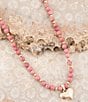 Barse Pink Rhodonite and Golden Bronze Heart Pendant Necklace, Color:Rhodonite/Gold - Image 4