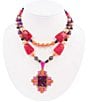 Barse Santa Fe Purple Turquoise Golden Cross Pendant Statement Necklace, Color:Purple Multi - Image 2