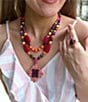 Barse Santa Fe Purple Turquoise Golden Cross Pendant Statement Necklace, Color:Purple Multi - Image 3