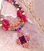 Barse Santa Fe Purple Turquoise Golden Cross Pendant Statement Necklace, Color:Purple Multi - Image 4