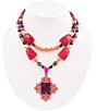 Barse Santa Fe Purple Turquoise Cross Pendant Layered Statement Necklace - Image 1