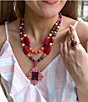 Barse Santa Fe Purple Turquoise Cross Pendant Layered Statement Necklace - Image 3