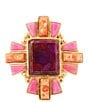 Barse Santa Fe Purple Turquoise Golden Statement Ring, Color:Purple Multi - Image 2