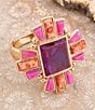 Barse Santa Fe Purple Turquoise Golden Statement Ring - Image 4
