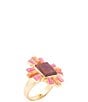 Barse Santa Fe Purple Turquoise Golden Statement Ring - Image 1