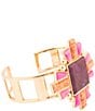 Barse Santa Fe Statement Golden Cuff Bracelet, Color:Purple Turquoise/Agate - Image 1