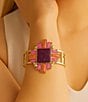Barse Santa Fe Statement Golden Cuff Bracelet, Color:Purple Turquoise/Agate - Image 3
