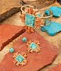 Barse Bronze and Genuine Stone Baguette Drop Earrings, Color:Orange/Blue - Image 5