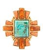 Barse Santa Fe Turquoise and Copper Opal Golden Statement Ring, Color:Orange/Blue - Image 2