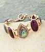 Barse Bronze and Genuine Stone Celestial Shores Line Bracelet, Color:Gold - Image 2