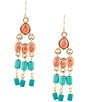 Color:Multi - Image 1 - Bronze and Genuine Stone Chandelier Statement Earrings