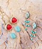 Color:Turquoise/Gold - Image 2 - Bronze and Genuine Stone Chandelier Earrings